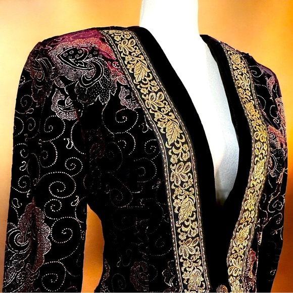 Scott McClintock Vintage Evening Velvet Blazer Jacket Black Gold 10 - Picture 3 of 12